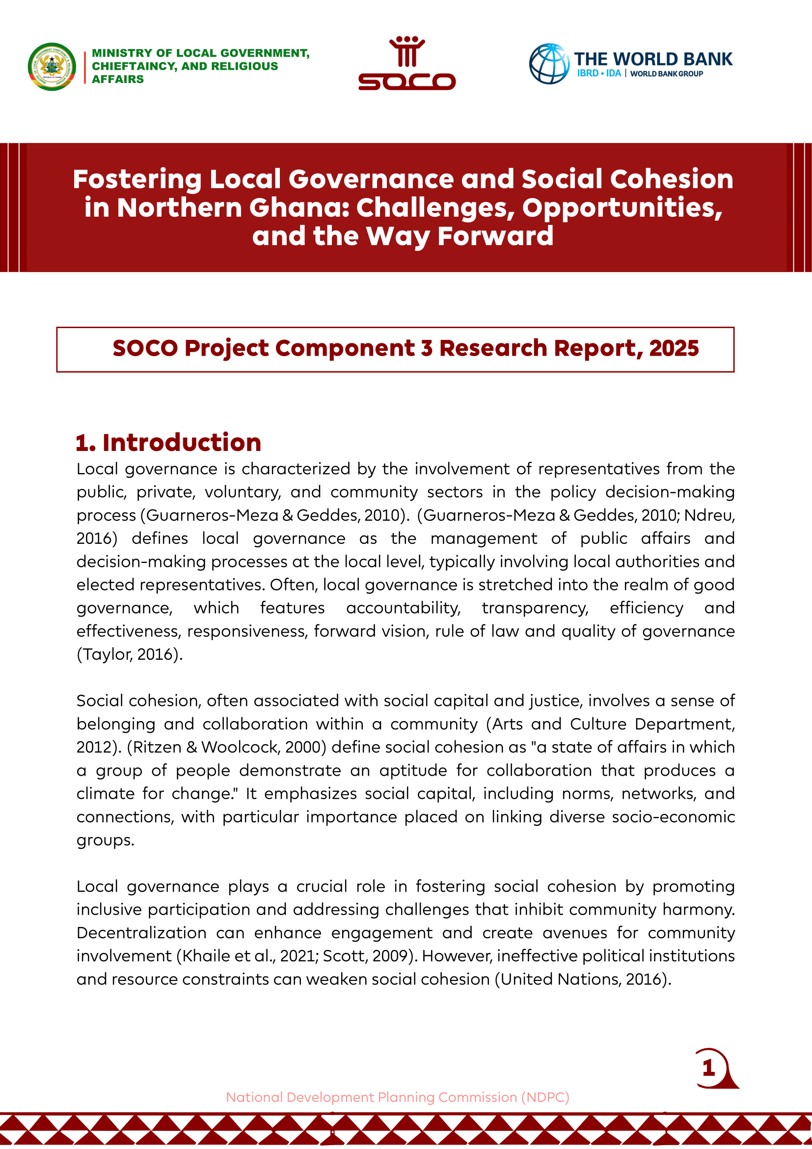 Final English Version - SOCO Project Component 3 Research Report-01 Fostering Local Governance and Social Cohesion in Northern Ghana: Challenges, Opportunities, and the Way Forward